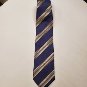GIORGIO ARMANI 100% SILK BLUE/GOLD STRIPED NECK TI